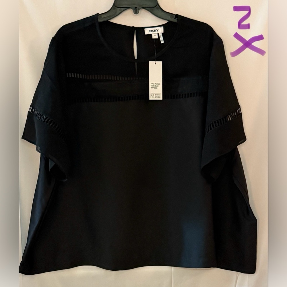 DKNY Black Blouse with Cut-Out Details